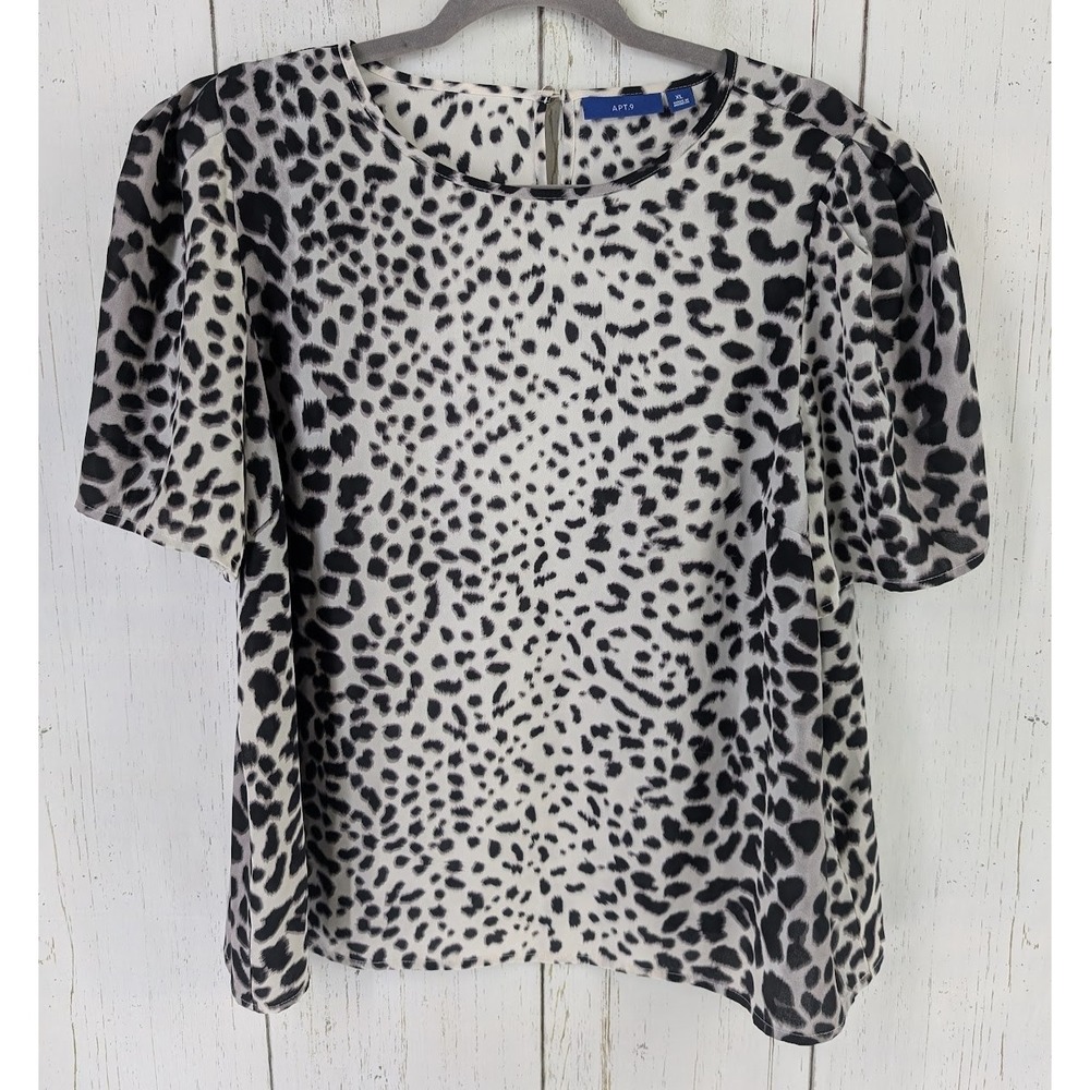 APT 9 Size XL Womens Multicolor Animal Print Short Sleeve‎ Blouse